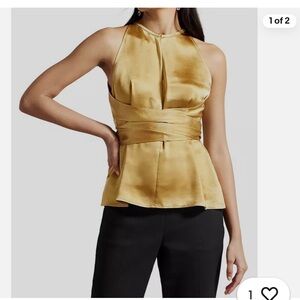 Ted Baker London Gold Satin Top
